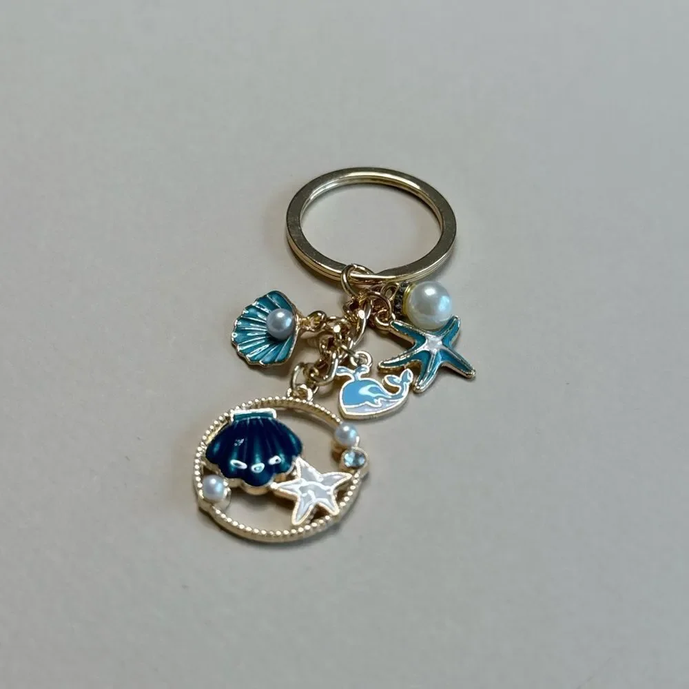 Gold and Blue Ocean Charm Keychain S1048